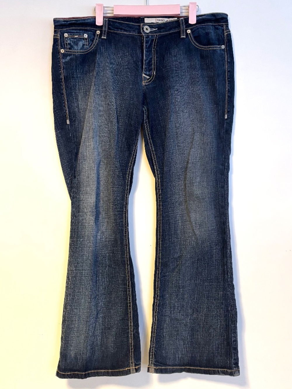 DKNY Jeans Y2K 2000s Low Rise Flare Jeans Dark Wash Denim Blue Womens Size 32